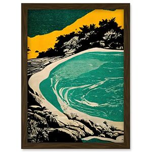 Artery8 - Beach Lagoon Abstract Marbled Seascape - Mustard Teal - Framed Wall Art Print Artery8 - Beach Lagoon Abstract Marbled Seascape - Mustard Teal - Framed Wall Art Print