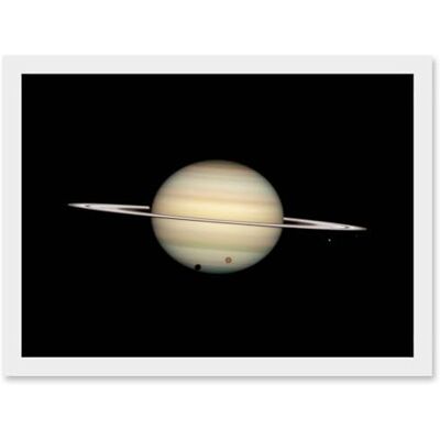 Artery8 Hubble Space Telescope Image Four Moon Transit Around Parent Planet Saturn Ring Plane Crossing With Titan Minas Dione Enceladus Artwork Framed A3 Wall Art Print Artery8 Hubble Space Telescope Image Four Moon Transit Around Parent Planet Saturn Ring Plane Crossing With Titan Minas Dione Enceladus Artwork Framed A3 Wall Art Print