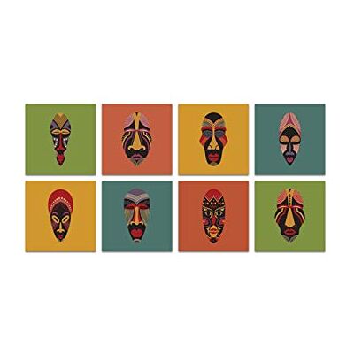 HomeDecor.House Premium Tribal Masks 50x50 cm Wall-Deco – Canvas Print, Wall Art Canvas Picture, Canvas picture stretched on a frame, Canvas image in High Definition x8 pieces, multicolor HomeDecor.House Premium Tribal Masks 50x50 cm Wall-Deco – Canvas Print, Wall Art Canvas Picture, Canvas picture stretched on a frame, Canvas image in High Definition x8 pieces, multicolor