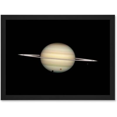 Artery8 Hubble Space Telescope Image Four Moon Transit Around Parent Planet Saturn Ring Plane Crossing With Titan Minas Dione Enceladus Artwork Framed A3 Wall Art Print Artery8 Hubble Space Telescope Image Four Moon Transit Around Parent Planet Saturn Ring Plane Crossing With Titan Minas Dione Enceladus Artwork Framed A3 Wall Art Print