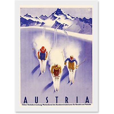 Artery8 - Winter Sport Austria - Blue - A4 - Framed Wall Art Artery8 - Winter Sport Austria - Blue - A4 - Framed Wall Art