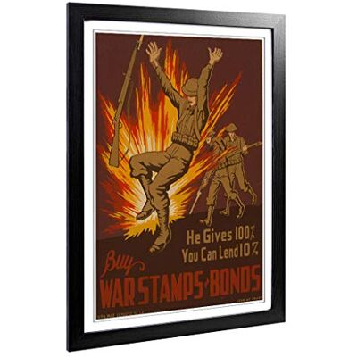 Big Box Art Framed Print of Vintage WPA Poster war Stamp Bonds Design Wall Art Picture Home Decor for Kitchen, Living Room, Bedroom, Hallway, Black, A2 / 24.5x18 Inch / 62x45cm Big Box Art Framed Print of Vintage WPA Poster war Stamp Bonds Design Wall Art Picture Home Decor for Kitchen, Living Room, Bedroom, Hallway, Black, A2 / 24.5x18 Inch / 62x45cm