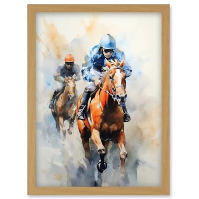 Artery8 Horseracing Jockeys Racing Horses Action Watercolour Kentucky Derby Grand National Cheltenham Gold Cup Painting Blue Orange Race Sport Artwork Framed Wall Art Print A4 Artery8 Horseracing Jockeys Racing Horses Action Watercolour Kentucky Derby Grand National Cheltenham Gold Cup Painting Blue Orange Race Sport Artwork Framed Wall Art Print A4