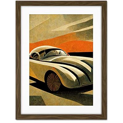 Doppelganger33 LTD Art Deco Vintage Sports Car Sunset Illustration Artwork Framed Wall Art Print 18X24 Inch Doppelganger33 LTD Art Deco Vintage Sports Car Sunset Illustration Artwork Framed Wall Art Print 18X24 Inch