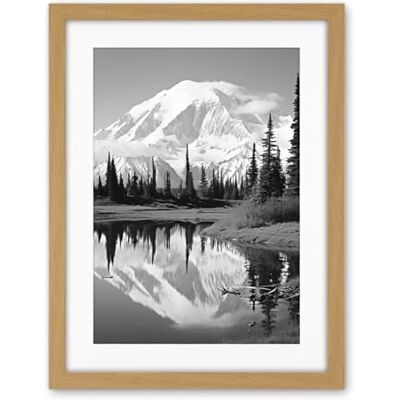 Artery8 Mount McKinley Reflecting on Wonder Lake Tranquil Water Black and White Photograph Scenic Mountain Valley Landscape Artwork Framed Wall Art Print 18X24 Inch Artery8 Mount McKinley Reflecting on Wonder Lake Tranquil Water Black and White Photograph Scenic Mountain Valley Landscape Artwork Framed Wall Art Print 18X24 Inch