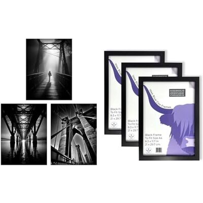 Artery8 Black and White Bridges Wall Art Set of 3 A4 Sized Art with Black Frames Atmospheric Photographs in Different Angles Artery8 Black and White Bridges Wall Art Set of 3 A4 Sized Art with Black Frames Atmospheric Photographs in Different Angles
