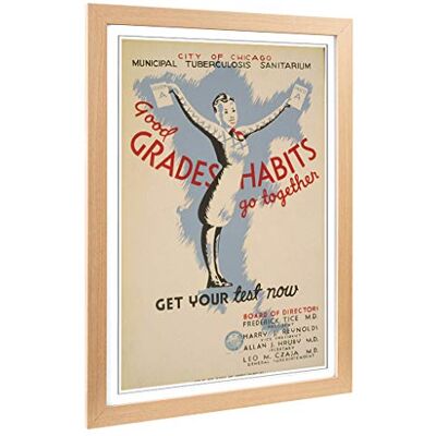 Big Box Art Framed Print of Vintage WPA Poster Good Grades Design Wall Art Picture Home Decor for Kitchen, Living, Dining Room, Bedroom, Hallway, Office, Oak, A2 / 24.5x18 Inch / 62x45cm Big Box Art Framed Print of Vintage WPA Poster Good Grades Design Wall Art Picture Home Decor for Kitchen, Living, Dining Room, Bedroom, Hallway, Office, Oak, A2 / 24.5x18 Inch / 62x45cm