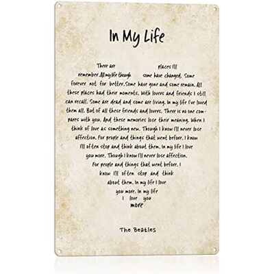 BEKUGART NC The Beatles in My Life Song Lyrics Wall Art Metal Sign-8 x 12. Beatles Poster. Vintage Home-Office-Studio-School-Cave Music Décor. Beatles Gift for Musicians, Beatles Fans & Inspiration. BEKUGART NC The Beatles in My Life Song Lyrics Wall Art Metal Sign-8 x 12. Beatles Poster. Vintage Home-Office-Studio-School-Cave Music Décor. Beatles Gift for Musicians, Beatles Fans & Inspiration.