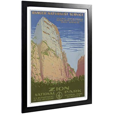 Big Box Art Framed Print of Vintage WPA Poster Zion National Park Design Wall Art Picture Home Decor for Kitchen, Living Room, Bedroom, Hallway, Black, A2 / 24.5x18 Inch / 62x45cm Big Box Art Framed Print of Vintage WPA Poster Zion National Park Design Wall Art Picture Home Decor for Kitchen, Living Room, Bedroom, Hallway, Black, A2 / 24.5x18 Inch / 62x45cm