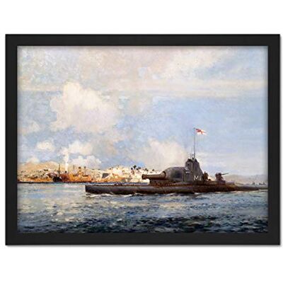 Fine Art Prints Mason HM Submarine M1 Sedd-el-bahr WWI Painting Artwork Framed Wall Art Print 18X24 Inch Fine Art Prints Mason HM Submarine M1 Sedd-el-bahr WWI Painting Artwork Framed Wall Art Print 18X24 Inch