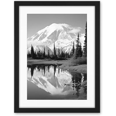 Artery8 Mount McKinley Reflecting on Wonder Lake Tranquil Water Black and White Photograph Scenic Mountain Valley Landscape Artwork Framed Wall Art Print 18X24 Inch Artery8 Mount McKinley Reflecting on Wonder Lake Tranquil Water Black and White Photograph Scenic Mountain Valley Landscape Artwork Framed Wall Art Print 18X24 Inch