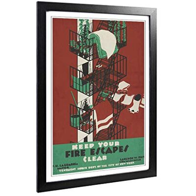 Big Box Art Framed Print of Vintage WPA Poster Fire Escape Design Wall Art Picture Home Decor for Kitchen, Living, Dining Room, Bedroom, Hallway, Office, Black, A2 / 24.5x18 Inch / 62x45cm Big Box Art Framed Print of Vintage WPA Poster Fire Escape Design Wall Art Picture Home Decor for Kitchen, Living, Dining Room, Bedroom, Hallway, Office, Black, A2 / 24.5x18 Inch / 62x45cm