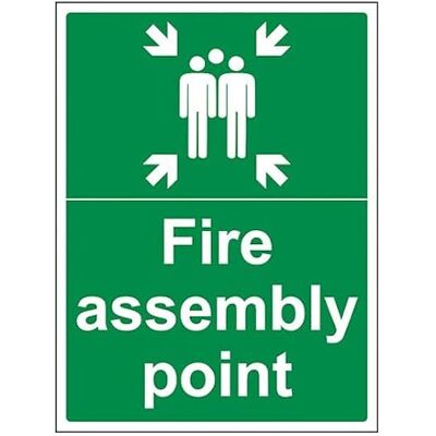 VSafety V Safety Fire Assembly Point With Family Safety Sign, 300x400mm with Snap Frame VSafety V Safety Fire Assembly Point With Family Safety Sign, 300x400mm with Snap Frame