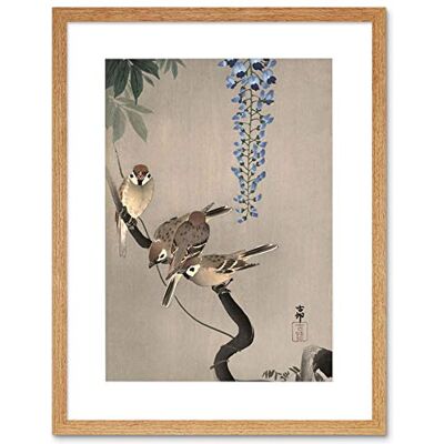 Wee Blue Coo Painting Japan Nature Sparrow Bird Flower Shoson Ohara Framed Wall Art Print Wee Blue Coo Painting Japan Nature Sparrow Bird Flower Shoson Ohara Framed Wall Art Print