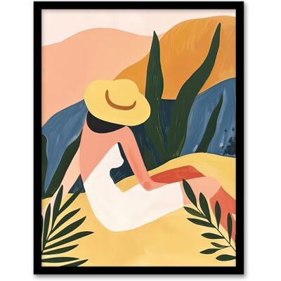 Artery8 Nature Lover Sunbathing Woman Abstract Painting Living Room Artwork Framed Wall Art Print A4 Artery8 Nature Lover Sunbathing Woman Abstract Painting Living Room Artwork Framed Wall Art Print A4