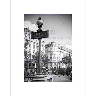 Wee Blue Coo Photo Landmark Retro Metro Sign Paris France Black White Wall Art Print Wee Blue Coo Photo Landmark Retro Metro Sign Paris France Black White Wall Art Print