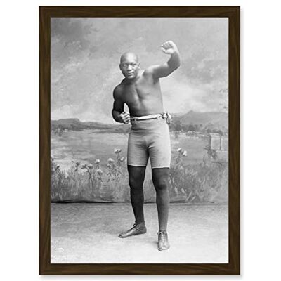Artery8 Jack Johnson Boxer Champion World Fist - A4 - Framed - brown - Wall Art Artery8 Jack Johnson Boxer Champion World Fist - A4 - Framed - brown - Wall Art