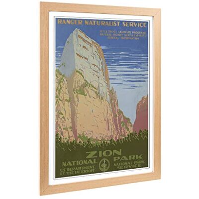 Big Box Art Framed Print of Vintage WPA Poster Zion National Park Design Wall Art Picture Home Decor for Kitchen, Living Room, Bedroom, Hallway, Oak, A2 / 24.5x18 Inch / 62x45cm Big Box Art Framed Print of Vintage WPA Poster Zion National Park Design Wall Art Picture Home Decor for Kitchen, Living Room, Bedroom, Hallway, Oak, A2 / 24.5x18 Inch / 62x45cm