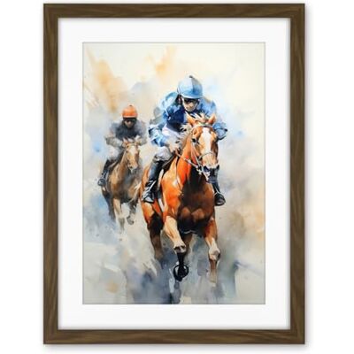 Artery8 Horseracing Jockeys Racing Horses Action Watercolour Kentucky Derby Grand National Cheltenham Gold Cup Painting Blue Orange Race Sport Artwork Framed Wall Art Print 18X24 Inch Artery8 Horseracing Jockeys Racing Horses Action Watercolour Kentucky Derby Grand National Cheltenham Gold Cup Painting Blue Orange Race Sport Artwork Framed Wall Art Print 18X24 Inch
