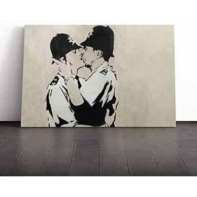 Big Box Art Banksy Kissing Police Policeman Graffiti Wall Art Canvas Print Gallery Wrapped 30mm Frame Wall Decor 24x16 inches Ready to Hang Pop Art Picture Living Room Bedroom Lounge Office Big Box Art Banksy Kissing Police Policeman Graffiti Wall Art Canvas Print Gallery Wrapped 30mm Frame Wall Decor 24x16 inches Ready to Hang Pop Art Picture Living Room Bedroom Lounge Office