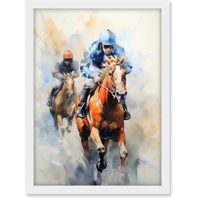 Artery8 Horseracing Jockeys Racing Horses Action Watercolour Kentucky Derby Grand National Cheltenham Gold Cup Painting Blue Orange Race Sport Artwork Framed A3 Wall Art Print Artery8 Horseracing Jockeys Racing Horses Action Watercolour Kentucky Derby Grand National Cheltenham Gold Cup Painting Blue Orange Race Sport Artwork Framed A3 Wall Art Print