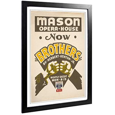 Big Box Art Framed Print of Vintage WPA Poster Brothers Design Wall Art Picture Home Decor for Kitchen, Living, Dining Room, Bedroom, Hallway, Office, Black, A2 / 24.5x18 Inch / 62x45cm Big Box Art Framed Print of Vintage WPA Poster Brothers Design Wall Art Picture Home Decor for Kitchen, Living, Dining Room, Bedroom, Hallway, Office, Black, A2 / 24.5x18 Inch / 62x45cm