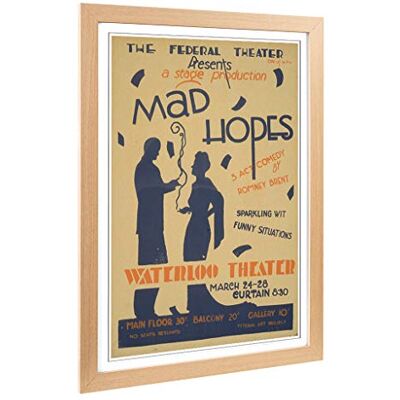 Big Box Art Framed Print of Vintage WPA Poster Mad Hopes Design Wall Art Picture Home Decor for Kitchen, Living, Dining Room, Bedroom, Hallway, Office, Oak, A2 / 24.5x18 Inch / 62x45cm Big Box Art Framed Print of Vintage WPA Poster Mad Hopes Design Wall Art Picture Home Decor for Kitchen, Living, Dining Room, Bedroom, Hallway, Office, Oak, A2 / 24.5x18 Inch / 62x45cm