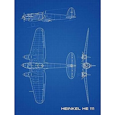 Artery8 Heinkel He 111 German Bomber Aircraft Blueprint Plan Art Print Canvas Premium Wall Decor Poster Mural Artery8 Heinkel He 111 German Bomber Aircraft Blueprint Plan Art Print Canvas Premium Wall Decor Poster Mural