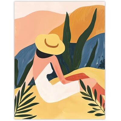 Artery8 Nature Lover Sunbathing Woman Abstract Painting Living Room Extra Large XL Wall Art Poster Print Artery8 Nature Lover Sunbathing Woman Abstract Painting Living Room Extra Large XL Wall Art Poster Print