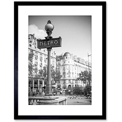Wee Blue Coo Photo Landmark Metro Sign Paris Black White Framed Wall Art Print Wee Blue Coo Photo Landmark Metro Sign Paris Black White Framed Wall Art Print