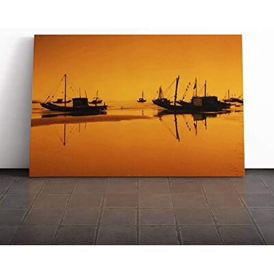 Big Box Art Sunset Beach Fishing Boats (3) Canvas Print Gallery Wrapped 30mm Frame Wall Art 24x16 inches Ready to Hang Modern Seascape Picture Living Room Bedroom Lounge Office Big Box Art Sunset Beach Fishing Boats (3) Canvas Print Gallery Wrapped 30mm Frame Wall Art 24x16 inches Ready to Hang Modern Seascape Picture Living Room Bedroom Lounge Office
