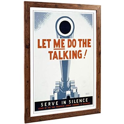 Big Box Art Framed Print of Vintage WPA Poster Let Me Do The Talking Design Wall Art Picture Home Decor for Kitchen, Living Room, Bedroom, Hallway, Walnut, A2 / 24.5x18 Inch / 62x45cm Big Box Art Framed Print of Vintage WPA Poster Let Me Do The Talking Design Wall Art Picture Home Decor for Kitchen, Living Room, Bedroom, Hallway, Walnut, A2 / 24.5x18 Inch / 62x45cm