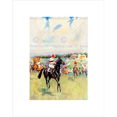 Wee Blue Coo Painting Sport Racehorse Jockey Flat Field Stand Clouds UK Wall Art Print Wee Blue Coo Painting Sport Racehorse Jockey Flat Field Stand Clouds UK Wall Art Print
