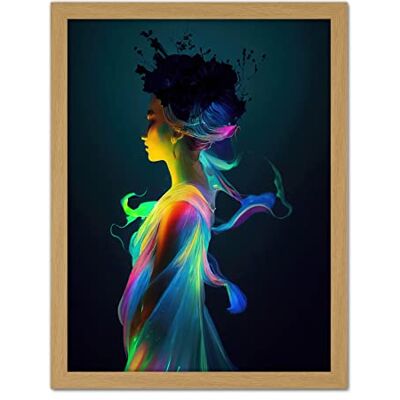 Doppelganger33 LTD Nature Fairy in Colourful Fluorescent Light Dress Artwork Framed Wall Art Print 18X24 inch Doppelganger33 LTD Nature Fairy in Colourful Fluorescent Light Dress Artwork Framed Wall Art Print 18X24 inch