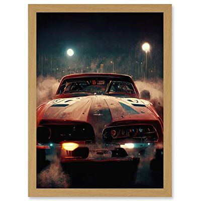Doppelganger33 LTD Classic Sports Car Muscle Cinematic Night Atmospheric Race In Fog Artwork Framed A3 Wall Art Print Doppelganger33 LTD Classic Sports Car Muscle Cinematic Night Atmospheric Race In Fog Artwork Framed A3 Wall Art Print