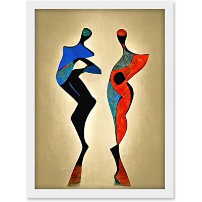 Doppelganger33 LTD Two Posing Models In Red And Blue Abstract Modern Painting Artwork Framed A3 Wall Art Print Doppelganger33 LTD Two Posing Models In Red And Blue Abstract Modern Painting Artwork Framed A3 Wall Art Print