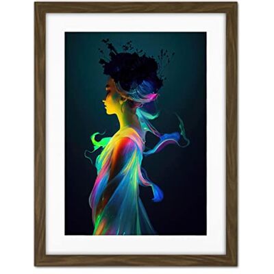 Doppelganger33 LTD Nature Fairy In Colourful Fluorescent Light Dress Artwork Framed Wall Art Print 18X24 Inch Doppelganger33 LTD Nature Fairy In Colourful Fluorescent Light Dress Artwork Framed Wall Art Print 18X24 Inch
