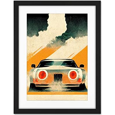 Doppelganger33 LTD Japanese Sports Car Vintage Vector Yellow Silver Black Artwork Framed Wall Art Print 18X24 Inch Doppelganger33 LTD Japanese Sports Car Vintage Vector Yellow Silver Black Artwork Framed Wall Art Print 18X24 Inch