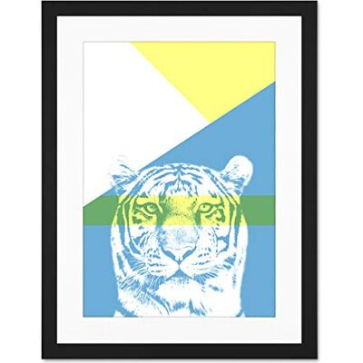 Wee Blue Coo Bold Animals Blue Tiger Large Framed Art Print Wall Poster 18X24 Inch Wee Blue Coo Bold Animals Blue Tiger Large Framed Art Print Wall Poster 18X24 Inch