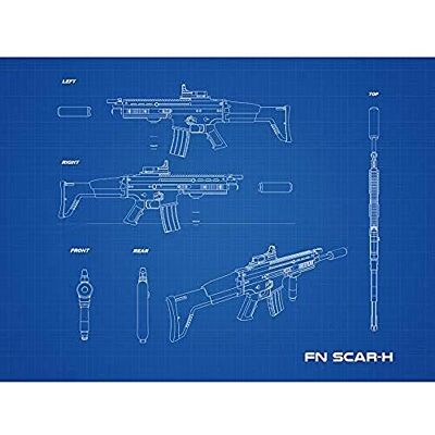 Artery8 FN SCAR-H Machine Gun Assault Rifle Blueprint Plan Art Print Canvas Premium Wall Decor Poster Mural Artery8 FN SCAR-H Machine Gun Assault Rifle Blueprint Plan Art Print Canvas Premium Wall Decor Poster Mural