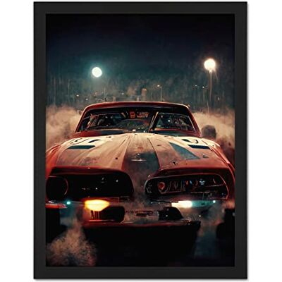 Doppelganger33 LTD Classic Sports Car Muscle Cinematic Night Atmospheric Race In Fog Artwork Framed Wall Art Print 18X24 Inch Doppelganger33 LTD Classic Sports Car Muscle Cinematic Night Atmospheric Race In Fog Artwork Framed Wall Art Print 18X24 Inch