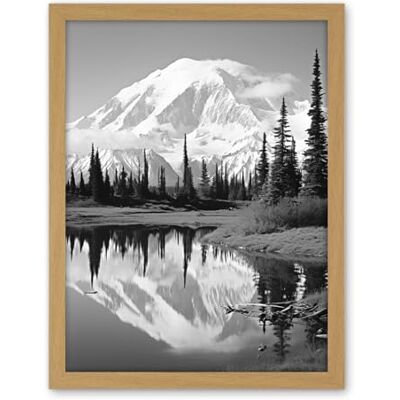 Artery8 Mount McKinley Reflecting on Wonder Lake Tranquil Water Black and White Photograph Scenic Mountain Valley Landscape Artwork Framed Wall Art Print 18X24 Inch Artery8 Mount McKinley Reflecting on Wonder Lake Tranquil Water Black and White Photograph Scenic Mountain Valley Landscape Artwork Framed Wall Art Print 18X24 Inch