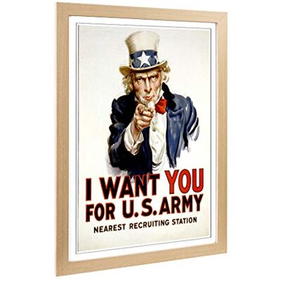 Big Box Art Framed Print of Uncle Sam Recruitment War Poster Design Wall Art Picture Home Decor for Kitchen, Living Room, Bedroom, Hallway, Oak, A2 / 24.5x18 Inch / 62x45cm Big Box Art Framed Print of Uncle Sam Recruitment War Poster Design Wall Art Picture Home Decor for Kitchen, Living Room, Bedroom, Hallway, Oak, A2 / 24.5x18 Inch / 62x45cm