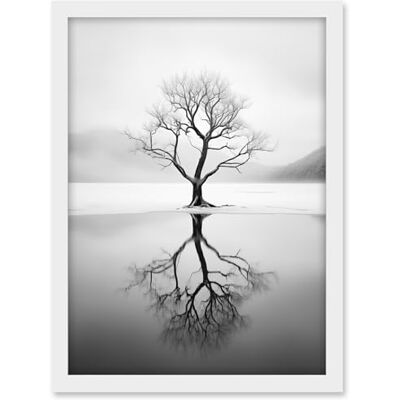Artery8 Lone Tree by Frozen Lake Winter Landscape Black and White Photograph Artwork Framed A3 Wall Art Print Artery8 Lone Tree by Frozen Lake Winter Landscape Black and White Photograph Artwork Framed A3 Wall Art Print