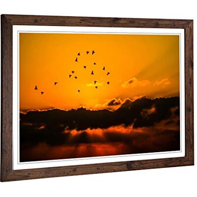 Big Box Art Framed Print of Birds in The Sky Orange Sunset Design Wall Art Picture Home Decor for Kitchen, Living, Dining Room, Bedroom, Hallway, Office, Walnut, A2 / 24.5x18 Inch / 62x45cm Big Box Art Framed Print of Birds in The Sky Orange Sunset Design Wall Art Picture Home Decor for Kitchen, Living, Dining Room, Bedroom, Hallway, Office, Walnut, A2 / 24.5x18 Inch / 62x45cm