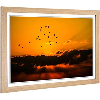 Big Box Art Framed Print of Birds in The Sky Orange Sunset Design Wall Art Picture Home Decor for Kitchen, Living, Dining Room, Bedroom, Hallway, Office, Oak, A2 / 24.5x18 Inch / 62x45cm Big Box Art Framed Print of Birds in The Sky Orange Sunset Design Wall Art Picture Home Decor for Kitchen, Living, Dining Room, Bedroom, Hallway, Office, Oak, A2 / 24.5x18 Inch / 62x45cm