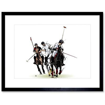 Wee Blue Coo Polo Illustration Sport Horses Art Print Framed Poster Wall Decor 9x7 inch Wee Blue Coo Polo Illustration Sport Horses Art Print Framed Poster Wall Decor 9x7 inch