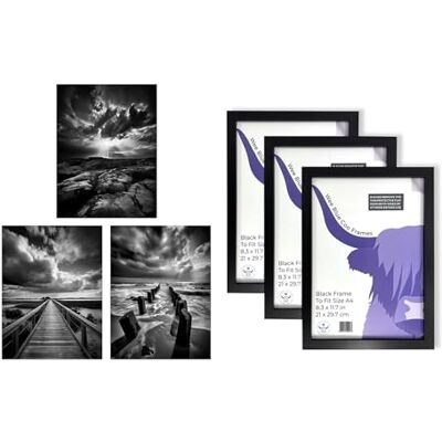 Artery8 Atmospheric Clouds Wall Art Set of 3 A4 Sized Art with Black Frames Black and White Photographs Dramatic Coastal Landscapes Artery8 Atmospheric Clouds Wall Art Set of 3 A4 Sized Art with Black Frames Black and White Photographs Dramatic Coastal Landscapes