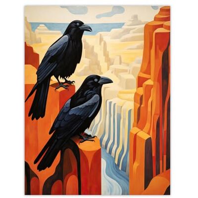 Artery8 Grand Canyon Crows Birds Abstract Minimalist Landscape Artwork Painting Extra Large XL Wall Art Poster Print Artery8 Grand Canyon Crows Birds Abstract Minimalist Landscape Artwork Painting Extra Large XL Wall Art Poster Print