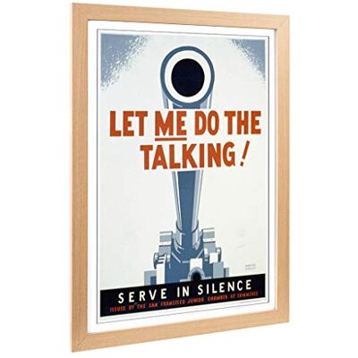 Big Box Art Framed Print of Vintage WPA Poster Let Me Do The Talking Design Wall Art Picture Home Decor for Kitchen, Living Room, Bedroom, Hallway, Oak, A2 / 24.5x18 Inch / 62x45cm Big Box Art Framed Print of Vintage WPA Poster Let Me Do The Talking Design Wall Art Picture Home Decor for Kitchen, Living Room, Bedroom, Hallway, Oak, A2 / 24.5x18 Inch / 62x45cm